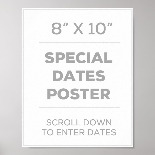 Póster poster de fechas especiales de 8" x 10" (Frente)