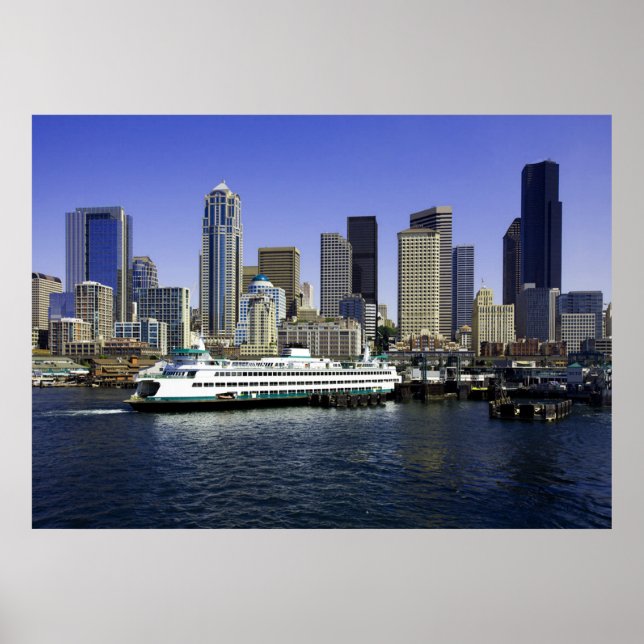Póster Poster de ferris y edificios de Seattle (Frente)