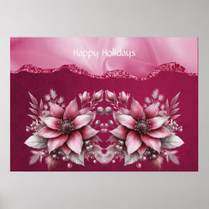 Póster Poster de festividades florales rosadas