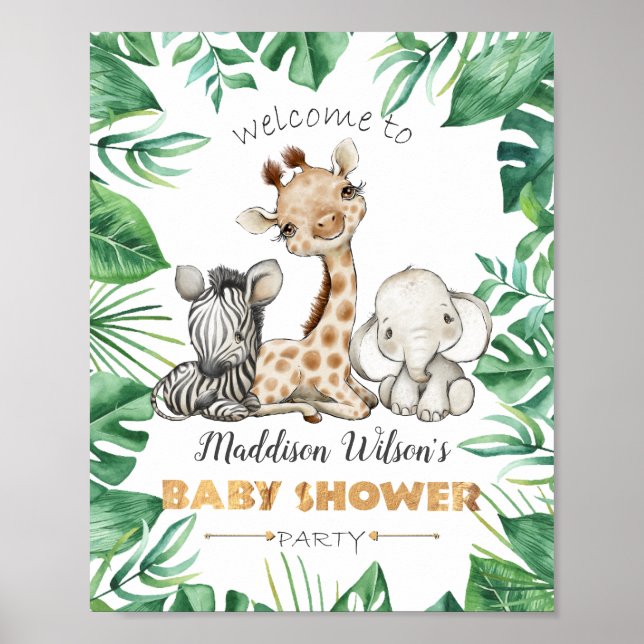 Póster Poster de Fiesta de Baby Shower de Jungle Safari (Frente)