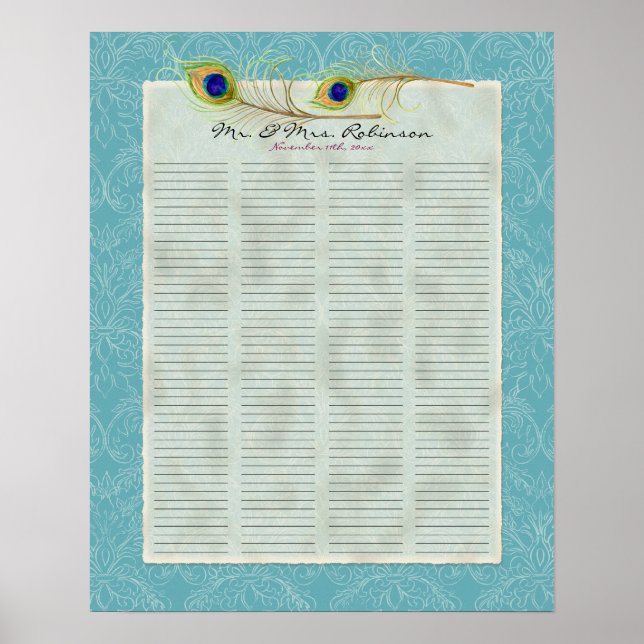 Póster Poster de firma de libro de invitados Peacock Feat (Frente)