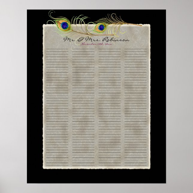 Póster Poster de firma de libro de invitados Peacock Feat (Frente)