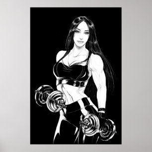 Póster Poster de fitness chica fuerte y hermoso
