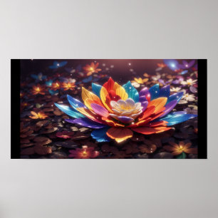 Póster "Poster de flor arcoiris brillante en flor de flor