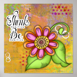Póster Poster De Flor De Doodle Bliss Positive Thought