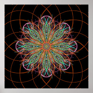Póster Poster de Flor de Energía Kaleidoscope Mandala Art
