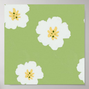 Póster Poster de Flor Silvestre Botánica Green Retro
