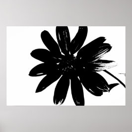 Póster Poster de flores blancas y negras