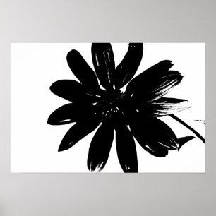 Póster Poster de flores blancas y negras