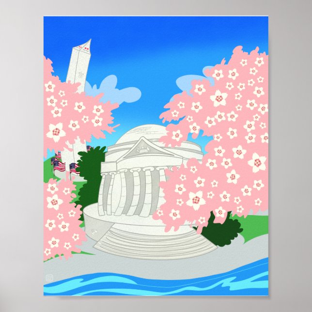 Póster Poster de flores de cerezo de Washington DC (Frente)