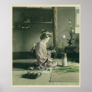 Póster Poster de Flores de Iris que organiza geisha
