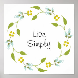 Póster Poster de flores florales amarillas simples en viv