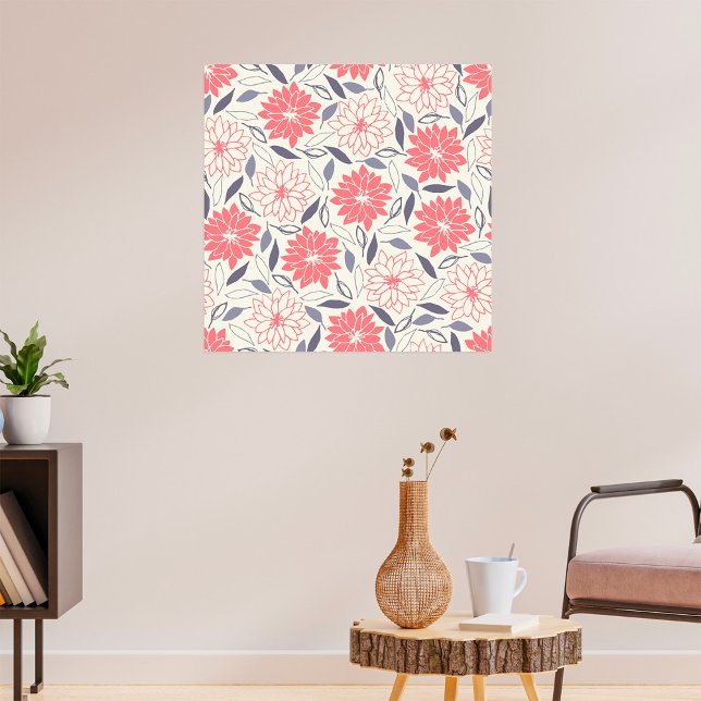 Póster Poster de Flores Florales Blancas Rojas (Subido por el creador)