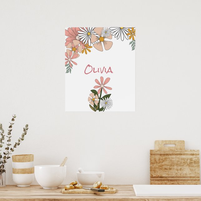 Póster Poster De Flores Retro Para Sala De Chicas (Cocina)