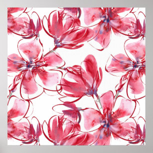 Póster Poster de flores rojas