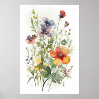 Póster Poster de flores silvestres acuáticas