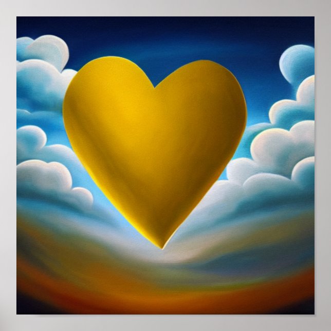 Póster Poster de fondo Gold Heart on Sky (Frente)