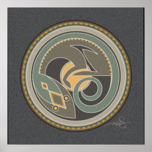 Póster Poster de fondo gris del espíritu de Lizard