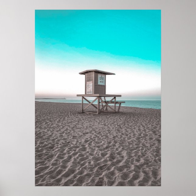 Póster Poster de fotografía de Beach Hut Ocean Beach Palm (Frente)