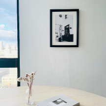 Poster de fotografía de la cafetería en blanco y n