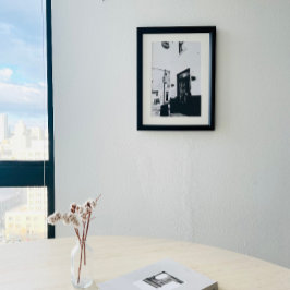 Póster Poster de fotografía de la cafetería en blanco y n