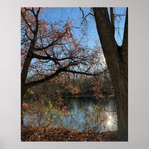 Póster Poster de fotografía de paisaje acuático de otoño