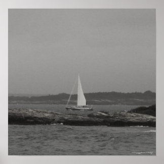 Póster Poster de fotografía en blanco y negro en velero