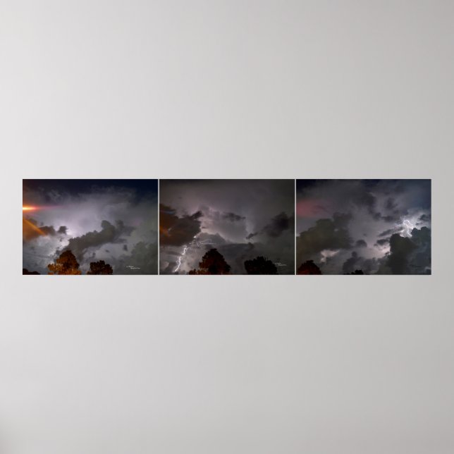 Póster Poster de fotos de tres nubes de tormenta Lightnin (Frente)