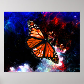Póster Poster de fracturas abstractas de mariposa azul os