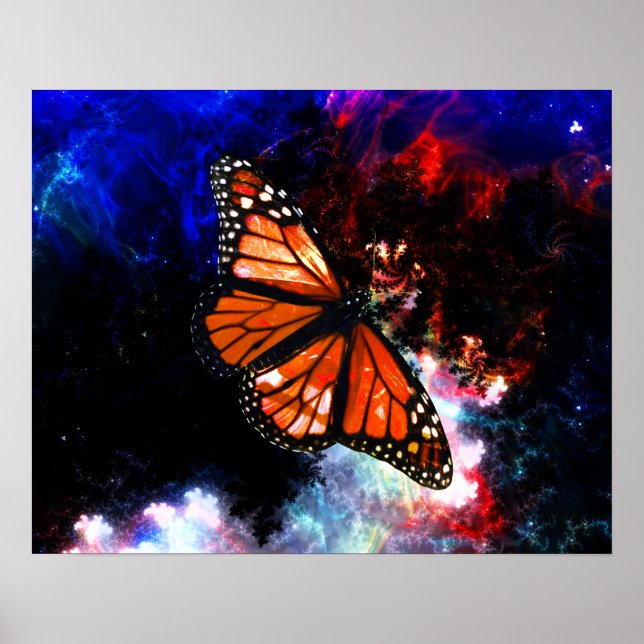 Póster Poster de fracturas abstractas de mariposa azul os (Frente)