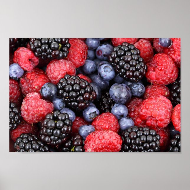 Póster Poster de frambuesa de arándano azul de Berries (Frente)