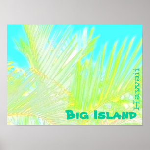 Póster Poster de frondosas de palma hawaii en una isla gr