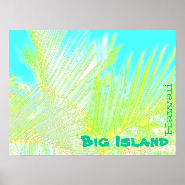Póster Poster de frondosas de palma hawaii en una isla gr (Frente)