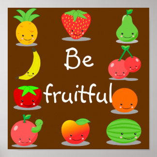 Póster Poster de frutas de Kawaii