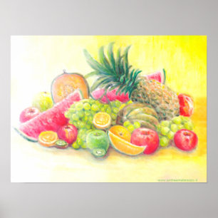 Póster Poster de frutas felices