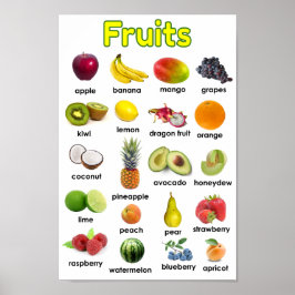 Póster Poster De Frutas Varietarias Coloridas