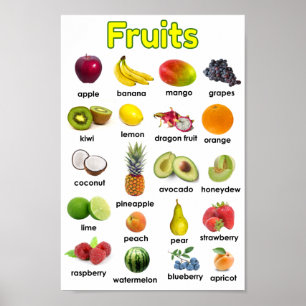Póster Poster De Frutas Varietarias Coloridas