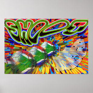 Póster Poster de fútbol de gol de tiro