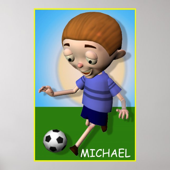 Póster Poster de fútbol infantil personalizado (Frente)