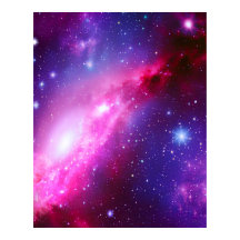 Poster de galaxia de espiral rosada púrpura