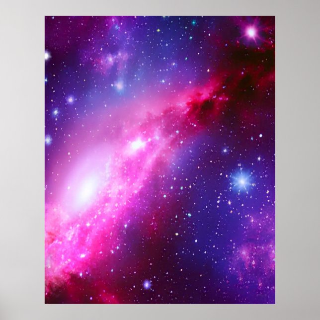 Póster Poster de galaxia de espiral rosada púrpura (Frente)
