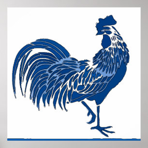 Póster Poster de gallo azul
