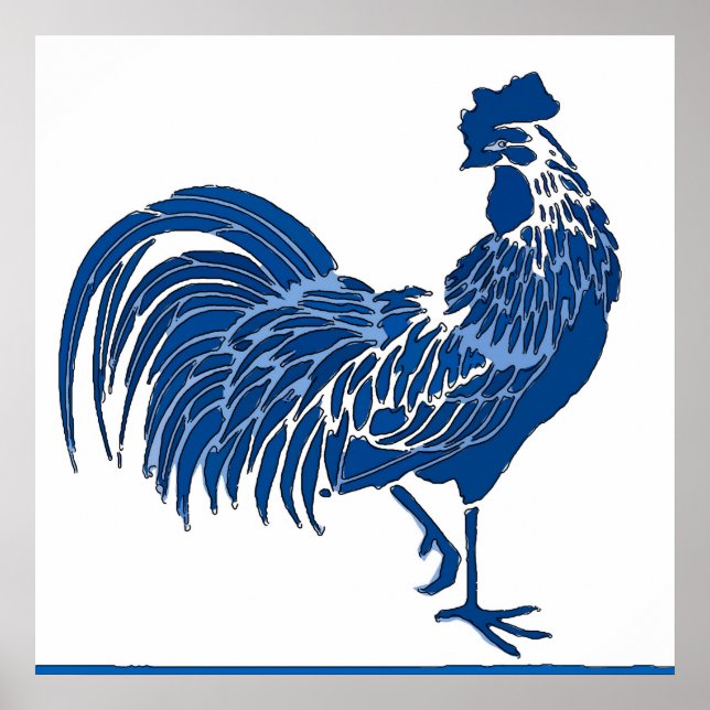 Póster Poster de gallo azul (Frente)