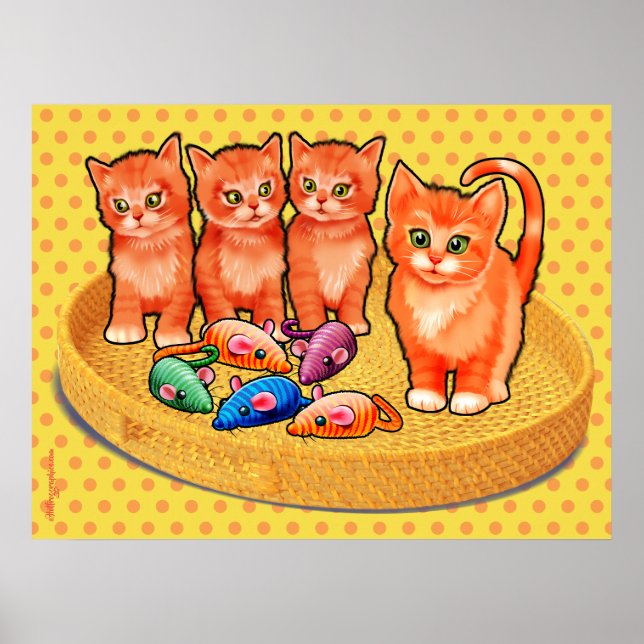 Póster Poster de gatitos con diseño de 4 gatitos (Frente)