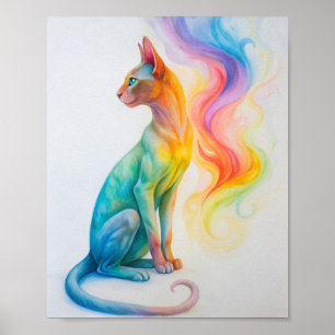 Póster Poster de gato acuarela
