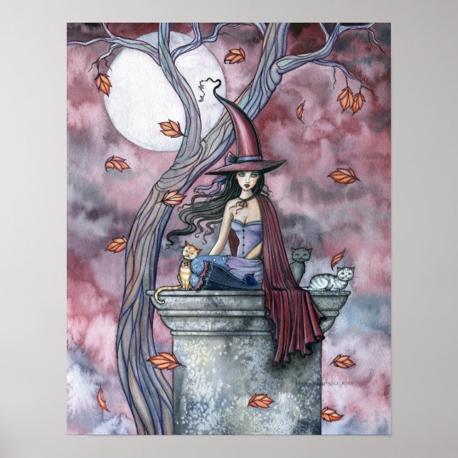 Póster Poster de gato bruja de Halloween de Molly Harriso (Frente)