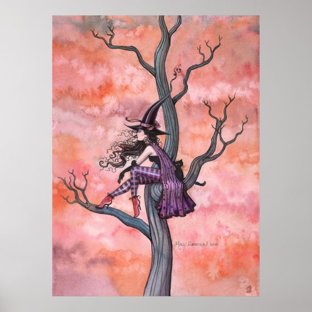 Póster Poster de gato bruja de Halloween de Molly Harriso (Frente)