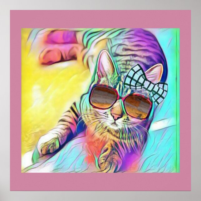 Póster Poster de gato colorido (Frente)