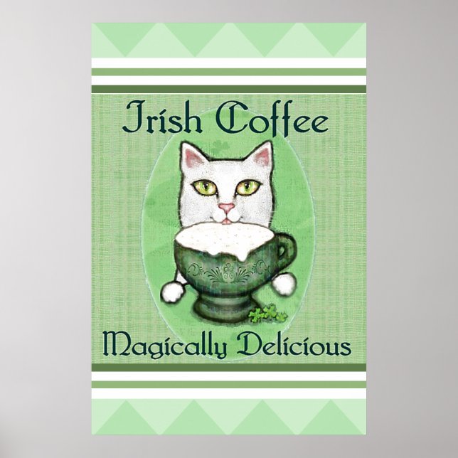 Póster Poster de gato de café irlandés de St. Patrick (Frente)