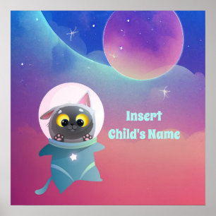 Póster Poster de gato de espacio personalizado